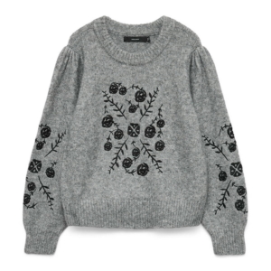 Vero Moda Muta Embrodery Pullover Grijs