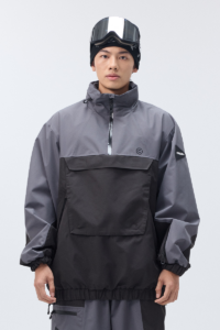 FlexHood Unisex Anorak Snowboard Jacket Dark + Zwart