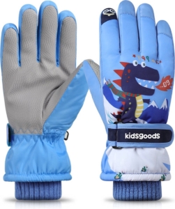 Winterhandschoenen voor kinderen-Wanten-Buiten Snowboard Handschoenen-Waterdichte Warme Fleece Cartoon Kinderhandschoenen-voor 6~12 jaar oud Blauw