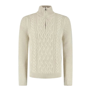 Superdry Jacob Cable Knit Half Zip Creme