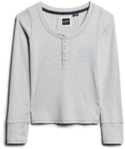 Superdry Athletic Button Down Longsleeve Top Dames Lange mouwen shirts Grijs