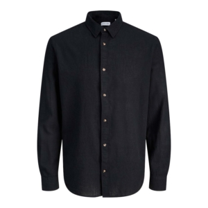 Jack & Jones Linen Blend Long Sleeve Shirt Zwart