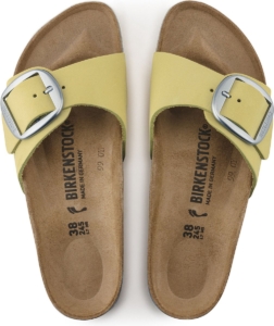Birkenstock – Madrid Dames Slippers Popcorn Nubuck Big Buckle Narrow-fit Geel