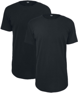 Urban Classics Pre-Pack Shaped Long Tee 2-Pack Heren T-shirt – S Zwart