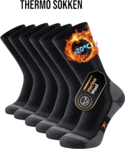 Twenty Two™ thermo sokken èèn paar 43-46 Unisex Merinowol warme wintersokken voor winter wintersport skiën wandelen hardlopen ademend temperatuurregulerend Zwart
