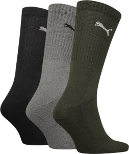 Puma Crew Sock 3-pack unisex sokken combo Groen