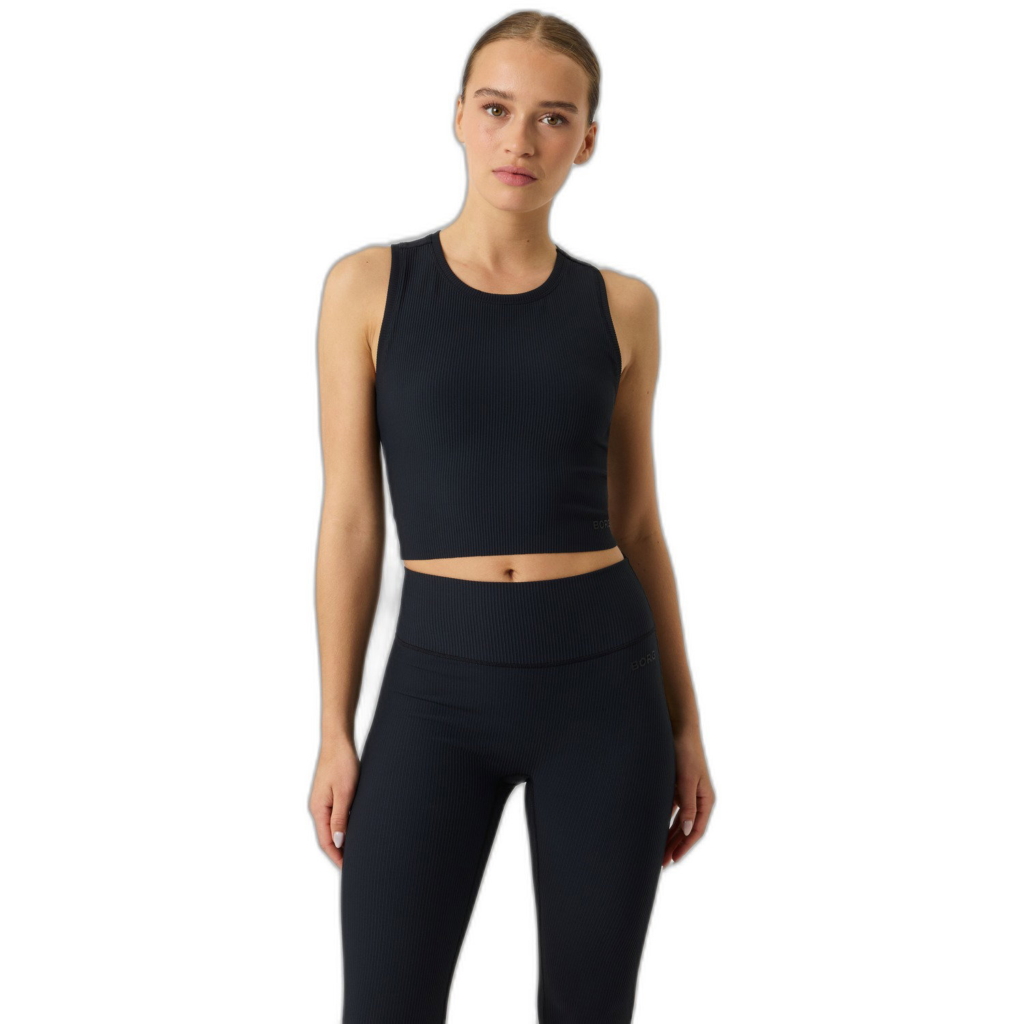 Björn Borg Studio Ribbed Cropped Tank Top Zwart