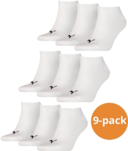 Puma D Invisible Sportsokken – Unisex 9-pack Wit