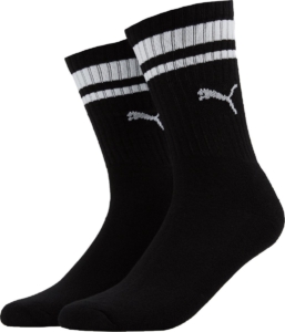 Puma crew heritage stripe 2p unisex Sportsokken Volwassenen Zwart
