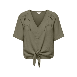 Only Evalou Mette 2/4 Knot Top Dames Groen