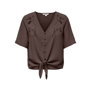 Only Evalou Mette 2/4 Knot Top Dames Bruin