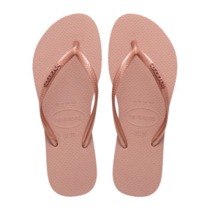 Havaianas Slim Logo Metallic Rose Beach Slipper Dames Roze