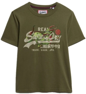 Superdry Tokyo T-shirt met vintage logo en relaxte pasvorm Dames T-shirts Groen