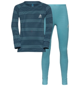 Odlo Y Set Long Active Warm Eco Set Blauw