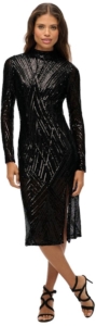 Superdry Open Back Midi-jurk Met Lange Mouwen M Vrouw Zwart