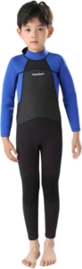 Livano Wetsuit Kinderen Swimsuit Shorty Surfpak Duikpak Lange Mouw Zwemsuit Blauw