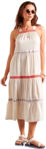 Superdry Sleeveless Embroidered Jurk M Vrouw Buttercream