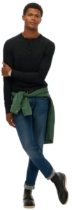 Superdry Classic Essential Grandad Top Heren Tops Zwart