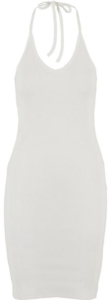 Urban Classics Ladies Rib Jersey Neckholder Dress Dames Midi-jurk gebroken XS Wit