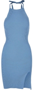Urban Classics Rib Knit Neckholder Korte jurk XL Blauw