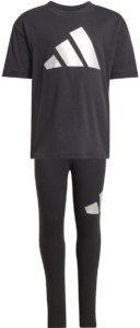 Adidas Seasonal Essentials Glam Cotton Trainingspak 3-4 Years Meisjes Zilver