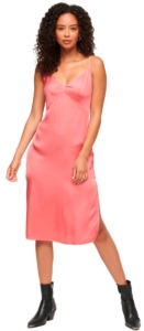 Superdry Satijnen cami midi-jurk Dames Jurken Roze