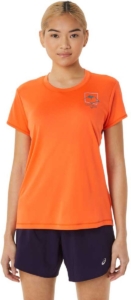 Asics Fujitrail Logo T-shirt Met Korte Mouwen Vrouw Oranje