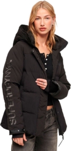 Superdry City Padded Hooded Wind Parka M Vrouw Zwart