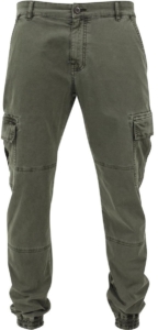 Urban Classics Washed Cargo Twill Heren joggingbroek Taille 31 inch Groen