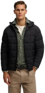 Superdry Fuji Lite Gewatteerde Jas Met Capuchon Heren Gewatteerde jassen Zwart