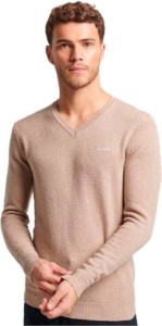 Superdry Gebreide Essential trui met V-hals en borduursel Heren Sweaters Grijs