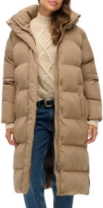 Superdry LONGLINE HOODED PUFFER JACKET Dames Jas Bruin