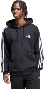 Adidas Sportswear Essentials 3-Stripes French Terry Hoodie Met Lange Ritssluiting Heren Zwart