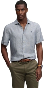 Superdry Riviera Linen Overhemd Met Korte Mouwen XL Man Marineblauw