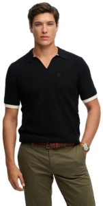 Superdry Johnny Collar Knitted Korte Mouw Poloshirt 2XL Man Zwart
