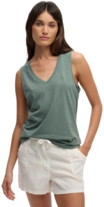 Superdry Studios Vee Mouwloze V-hals T-shirt L Vrouw Groen