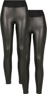 Urban Classics Faux Leather High Waist 2-Pack Legging 5XL Zwart