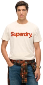 Superdry T-shirt Classic Core Logo Shadow Tee M1012197a 1lg Oatmeal Mannen Beige