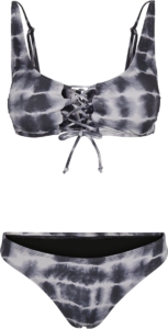 Urban Classics Ladies Lace Up Tie Dye Bikini Bikini Set M Dames Zwart