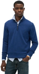 Superdry Essentials Katoenen Trui met Halve Rits Heren Sweaters Blauw