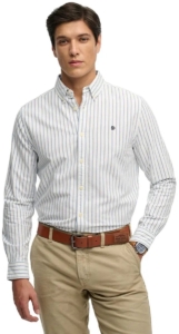 Superdry Overhemd Preppy Oxford Ls Shirt M4011100a J8p Classic /optic Stripe Mannen Wit