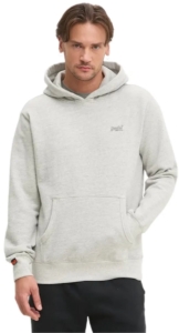 Superdry Essential hoodie met logo en halfgeborstelde voering Heren Hoodies Grijs