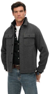 Superdry The Merchant Store Visgraat Overshirt Heren Lange mouwen shirts Mono Herringbone