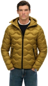 Superdry Gewatteerde jas met capuchon en golvend patroon Heren Gewatteerde jassen Groen