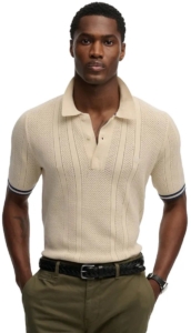 Superdry Knitted Texture Korte Mouw Poloshirt 3XL Man Beige