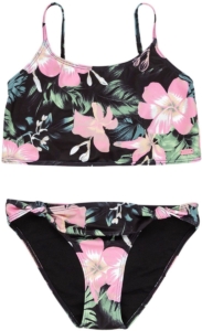 Roxy Shadow Floral Crop Tank Bikini 16 Years Meisjes Antraciet