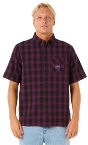 Rip Curl Raw Energy Plaid Overhemd Met Korte Mouwen L Man Deep Plum