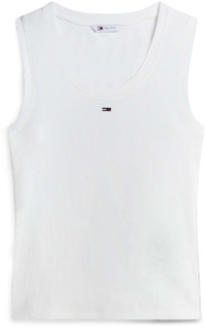 Tommy Jeans Top Geribde Slim Fit Tank Top Met Diepe Hals Dw0dw20673 Ybl Ecru Dames Creme
