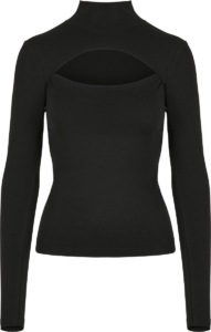 Urban Classics Cut-Out Turtleneck Longsleeve Dames Shirt met lange mouwen M Zwart