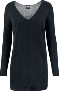 Urban Classics Fine Knit Oversize V-Necker Dames Sweatshirts – S Zwart